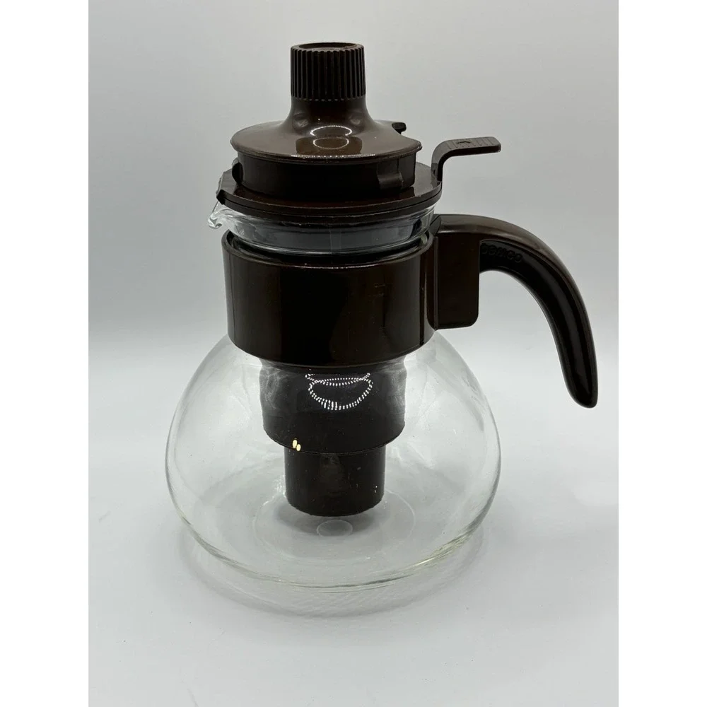 Vintage Gemco Heat Resistant Glass Coffee Pot Tea Kettle With Brew Basket I-3